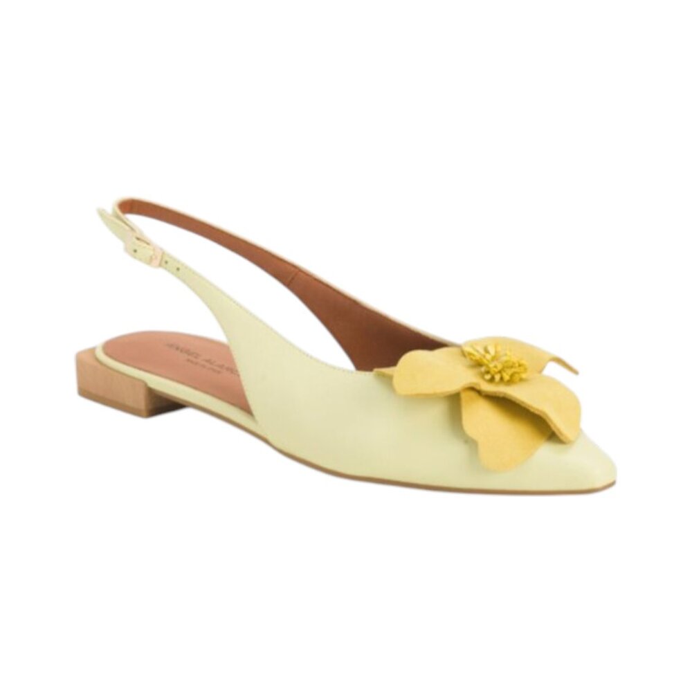 ANGEL ALARCON Made In Spain Leather Flower Slingback Flats